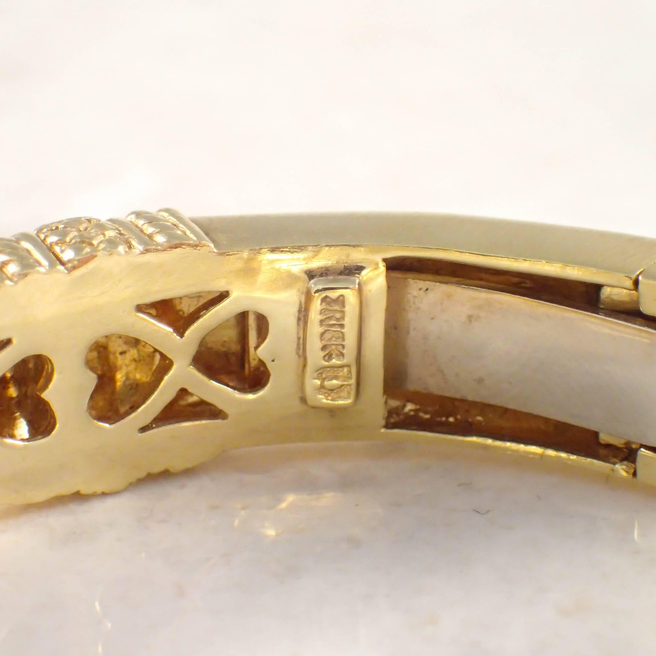 Women's Judith Ripka Diamond Gold Bangle Bracelet For Sale
