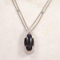 Black Star Sapphire Diamond Gold Necklace