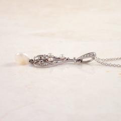 Kremetz Edwardian Pearl Diamond Platinum Lavaliere