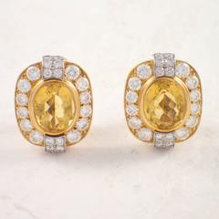 Beryl Diamond Gold Platinum Earrings