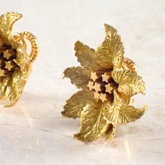 1960s Hermes Gold Brooch and Earring Set