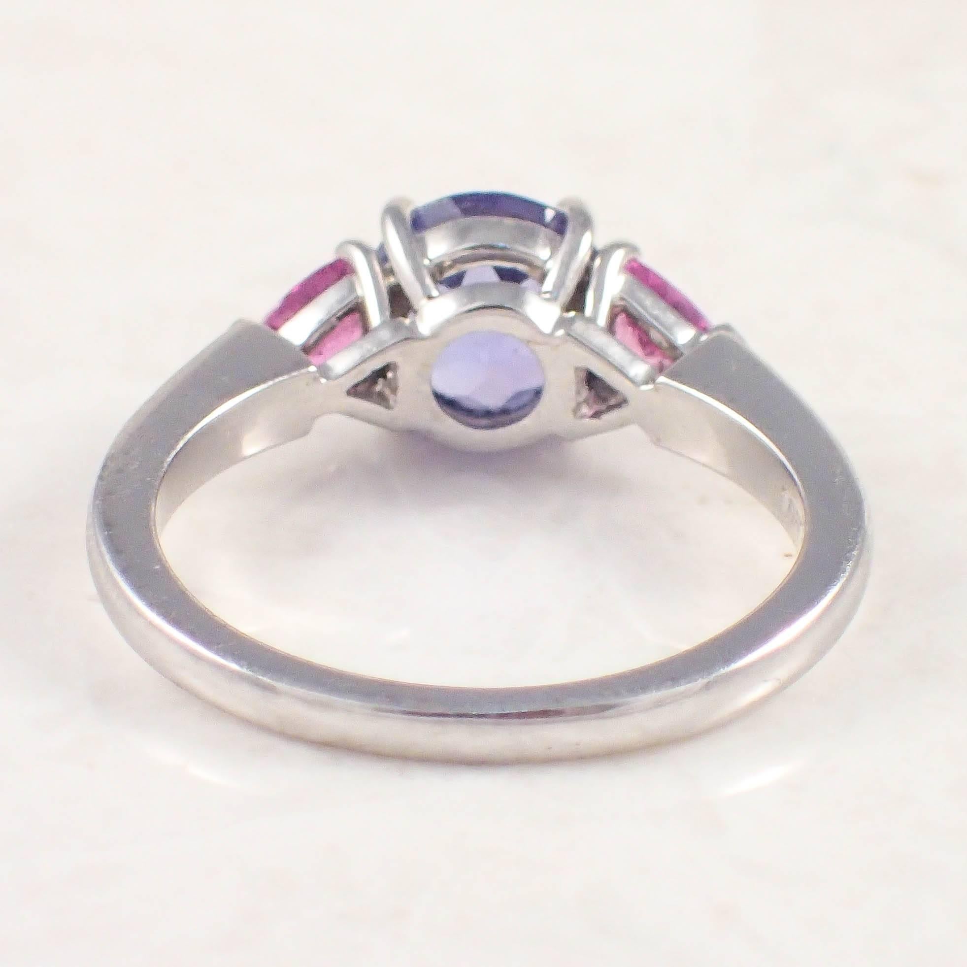 Modern Tiffany & Co. Tanzanite Pink Sapphire Platinum Ring  For Sale