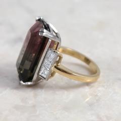 Watermelon Tourmaline Diamond Gold Platinum Ring