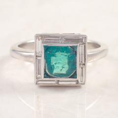 Emerald Diamond Platinum Ring