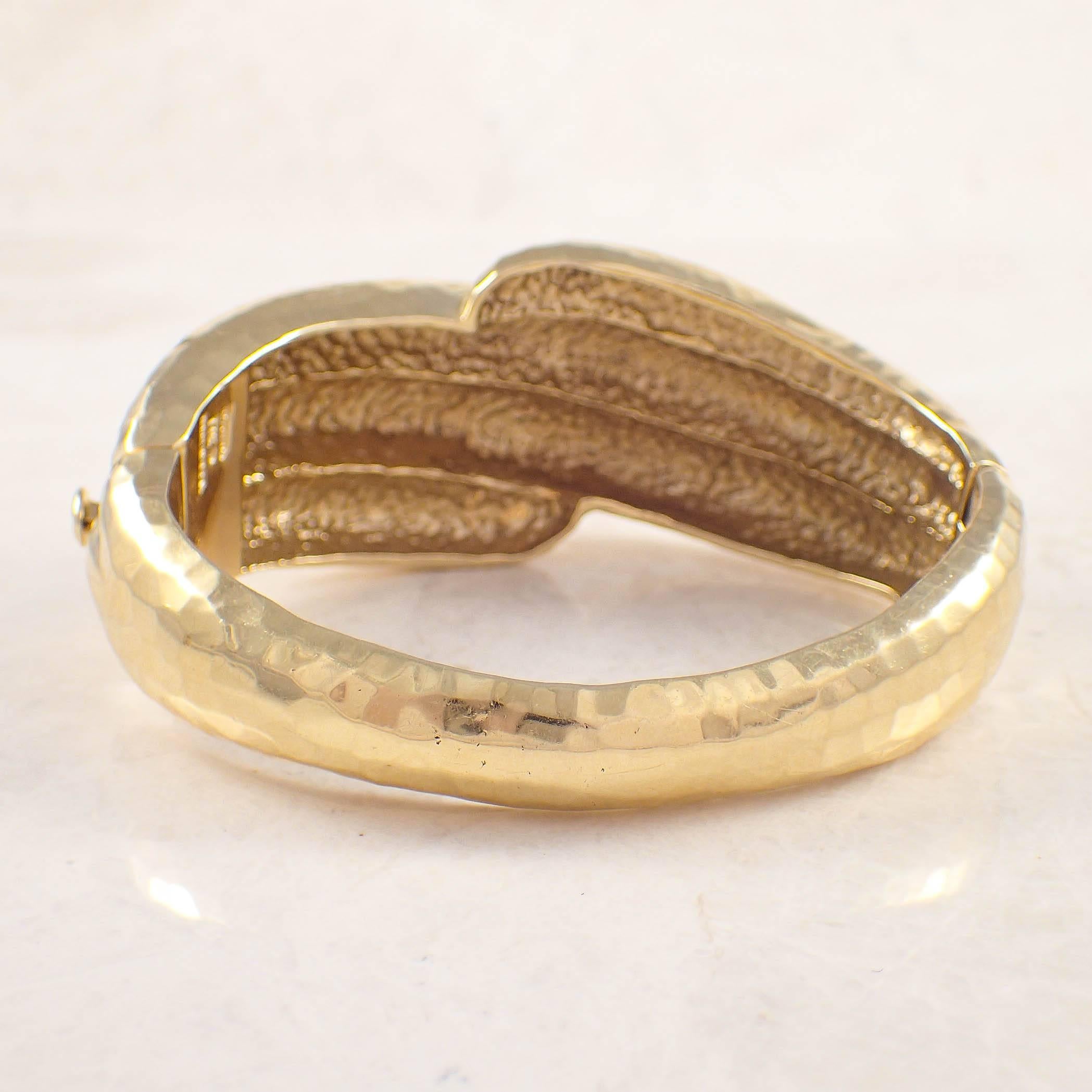 M. Rotkel Hammered Gold Bangle Bracelet In Good Condition In Portland, ME
