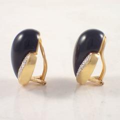Onyx Diamond Gold Clip Earrings