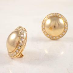 Diamond Gold Dome Clip Earrings
