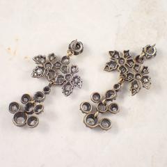 Georgian Diamond Silver over Gold Chandelier Earrings