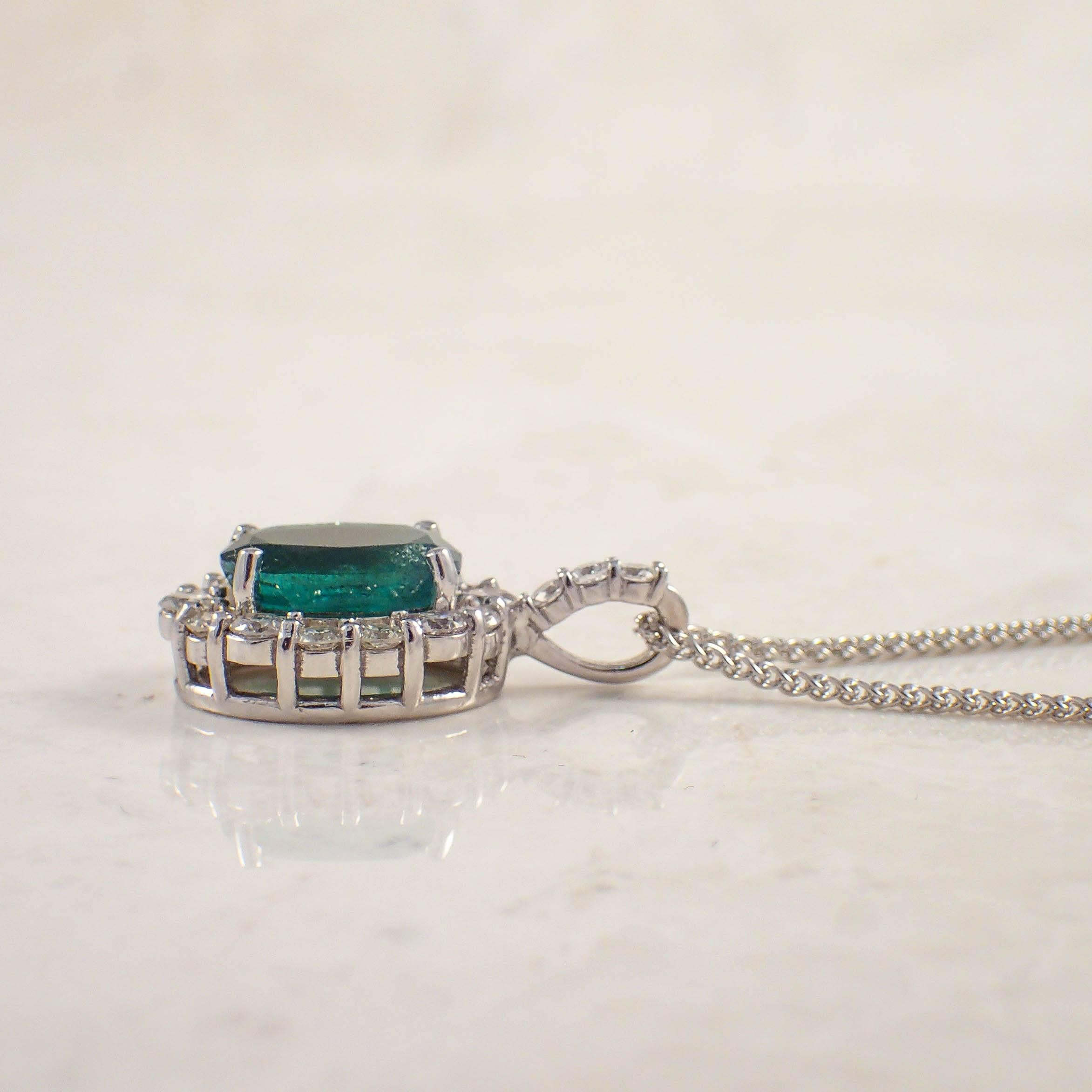 Modern Emerald Diamond Gold Pendant For Sale