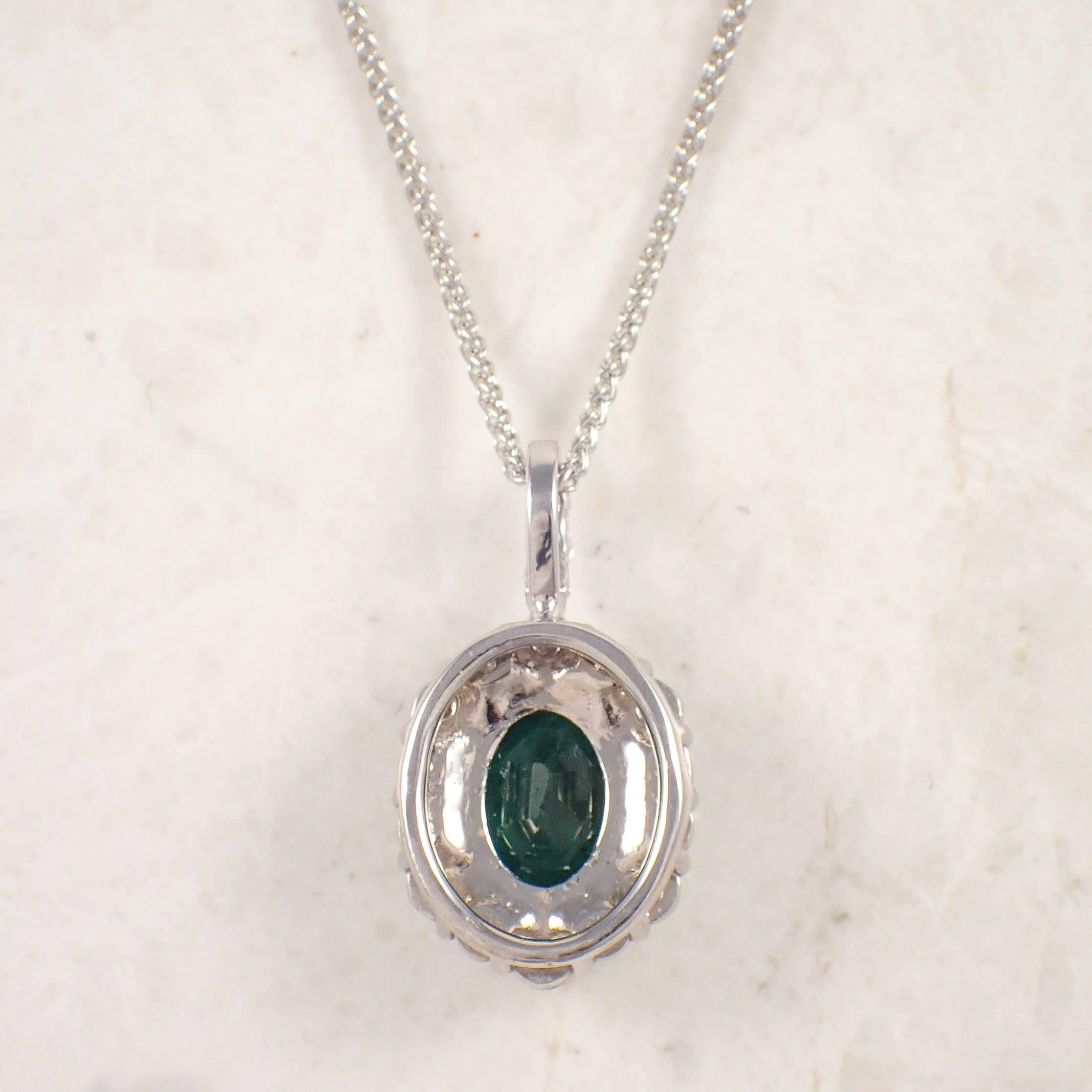 Women's Emerald Diamond Gold Pendant For Sale