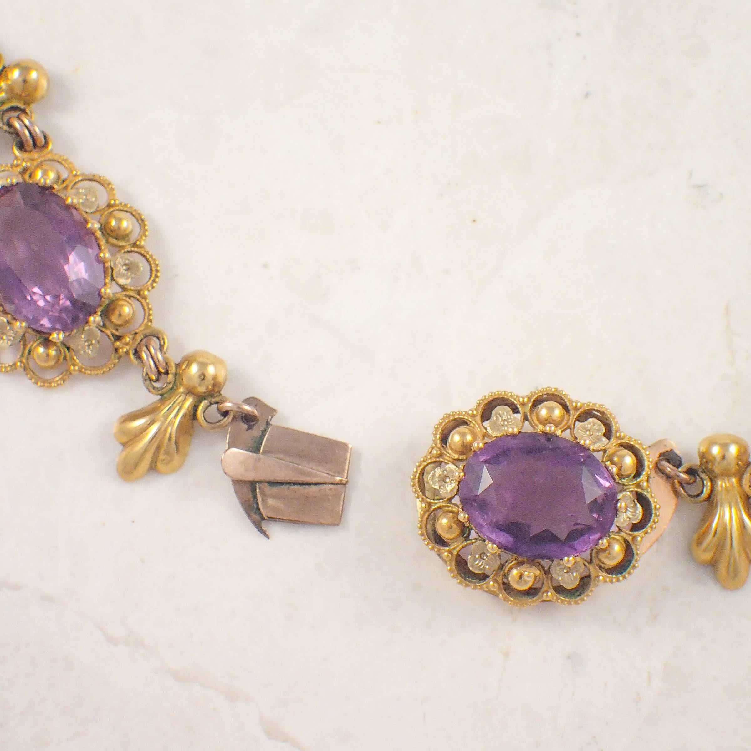 Women's Early Victorian Amethyst Gold Necklace  For Sale