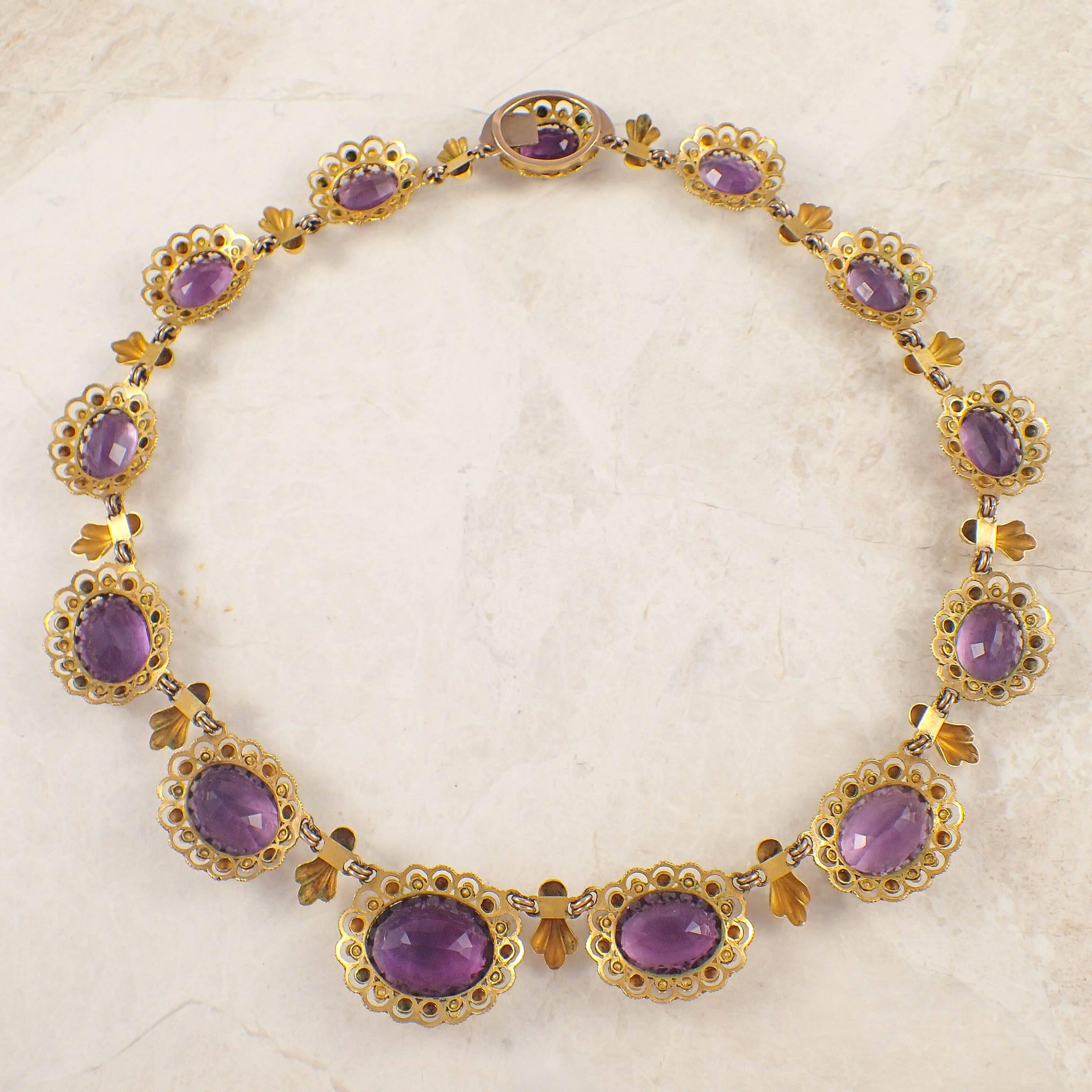 Early Victorian Amethyst Gold Necklace  For Sale 1