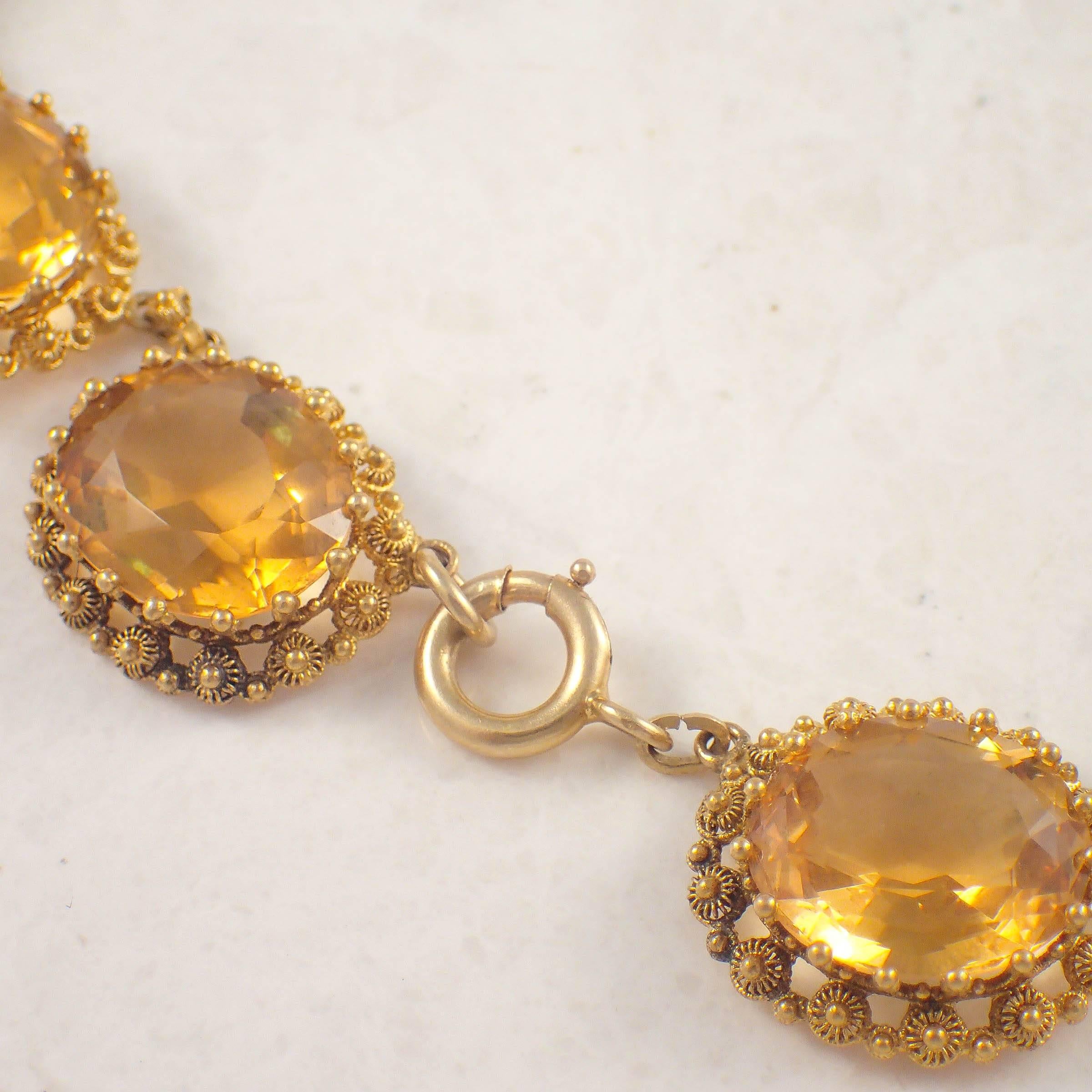 Early Victorian Citrine Gold Necklace  In Good Condition In Portland, ME