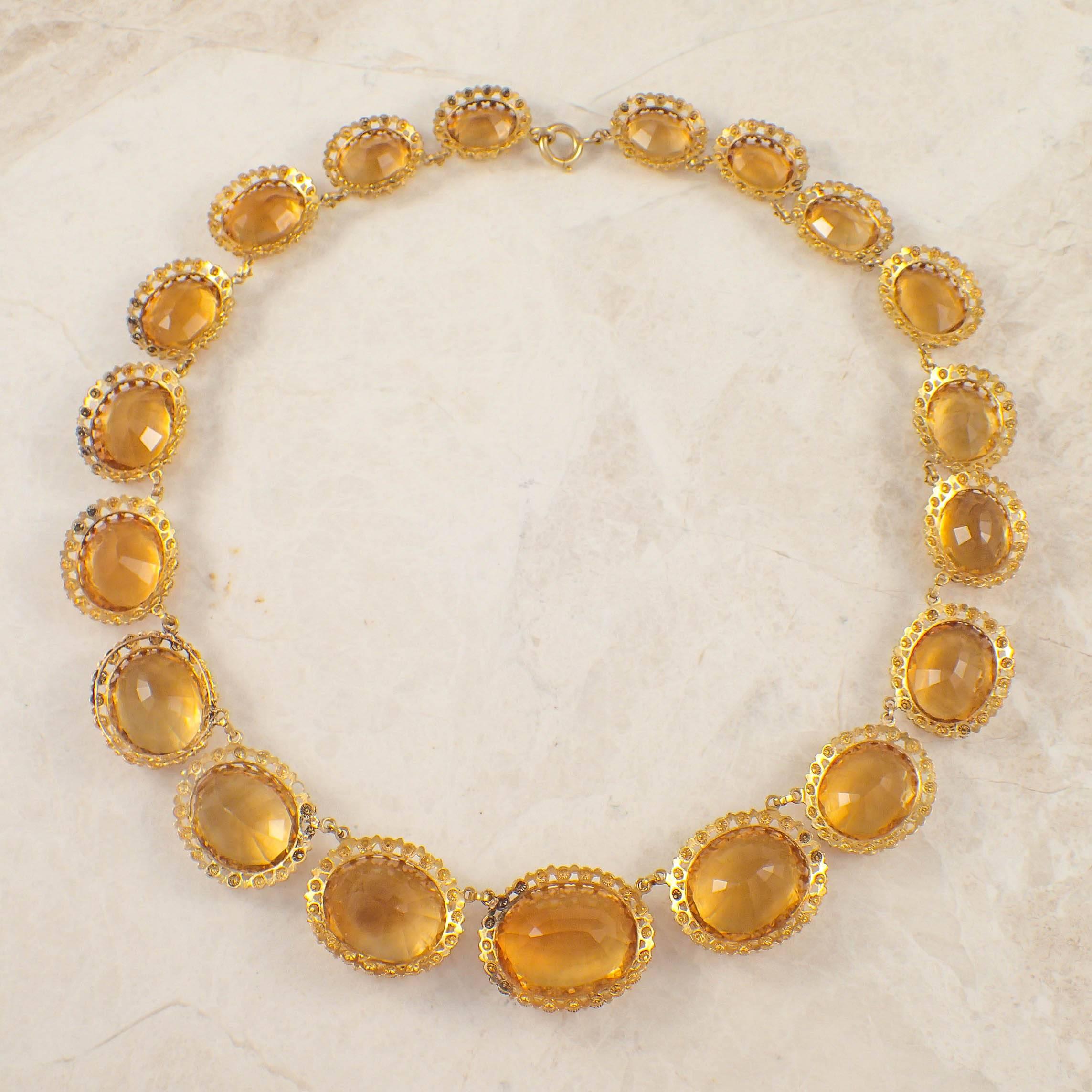 Women's Early Victorian Citrine Gold Necklace 
