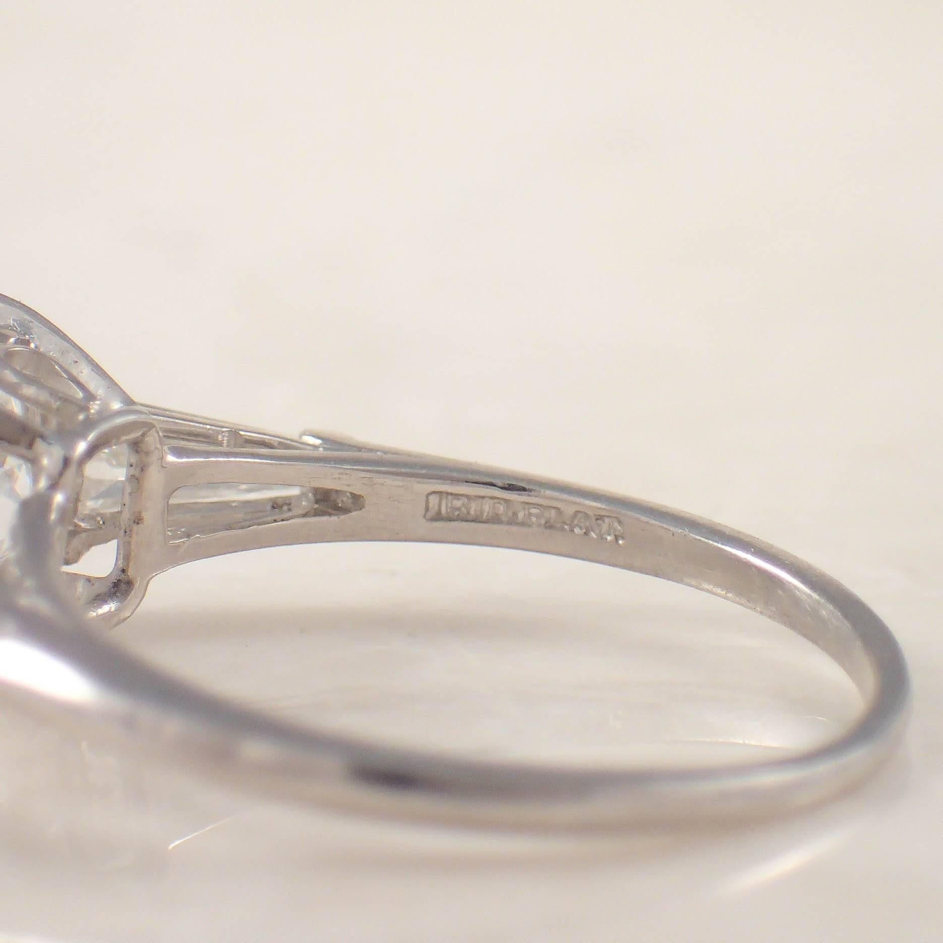 Women's 2.09 Carat GIA Cert Asscher Cut Diamond Platinum Engagement Ring 