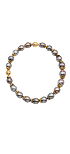 Estate Graduated 15 x 22 mm Large Tahitian Pearl Strand with Rondells