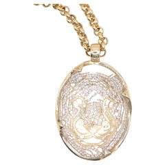 Optical Illusion Large Gold Diamond Prism Design Tiger Pendant