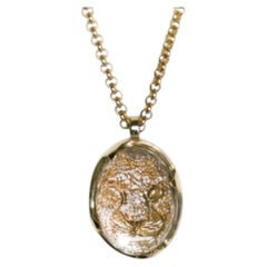 Optical Illusion Large Gold Diamond Prism Design Tiger Pendant