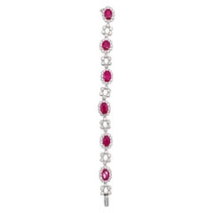 16.80 cts Ruby and Diamond Flexible Flower Design Estate Bracelet