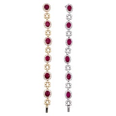 16.80 cts Ruby and Diamond Flexible Flower Design Estate Bracelet