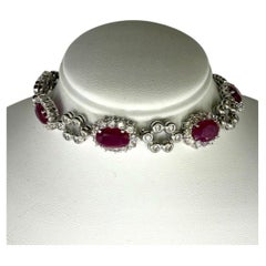 16.80 cts Ruby and Diamond Flexible Flower Design Estate Bracelet