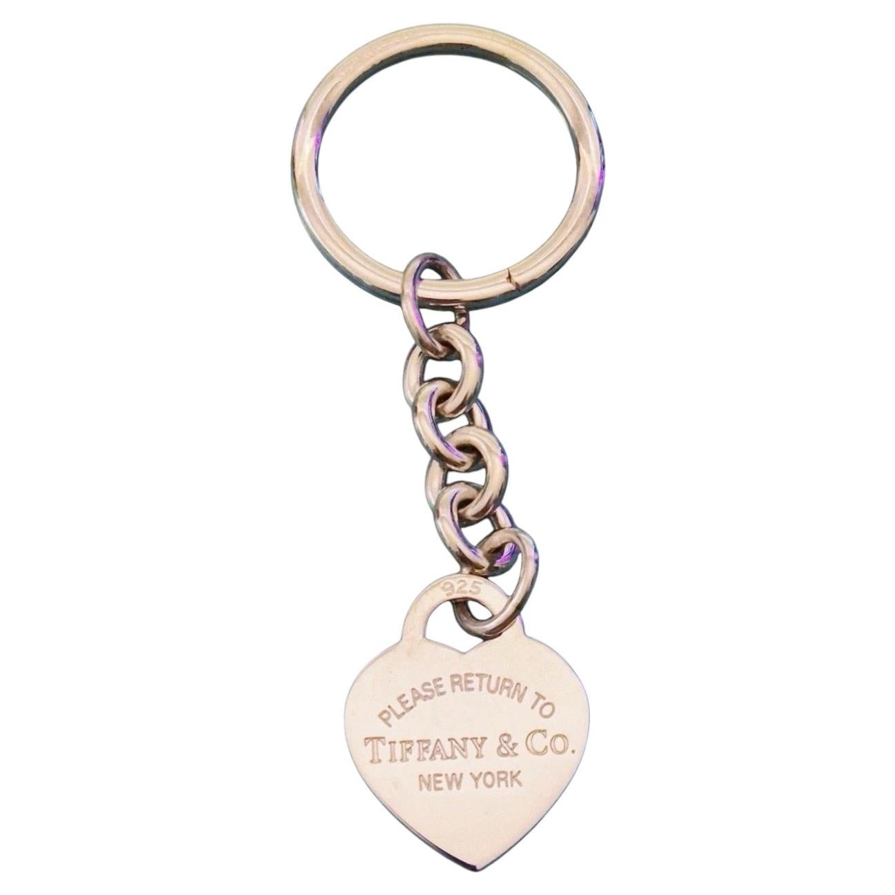 Return to Tiffany & Co. Sterling Silver Heart Tag Key Ring Keychain 925
