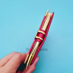 Vintage Tiffany & Co. Red Leather Address Book with Gold-Tone Pen France