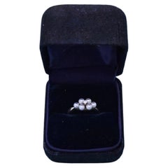 Vintage Tiffany & Co. 14k Yellow Gold Pearl Diamond Flower Cluster Ring