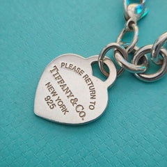 Tiffany & Co. Bracciale Rolo in argento sterling con ciondolo a forma di cuore "Return to Tiffany", 7 pollici