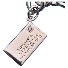 Tiffany & Co. 727 Fifth Avenue Envelope Diamond Charm Bracelet Silver 7.25in