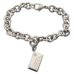 Tiffany & Co. 727 Fifth Avenue Envelope Diamond Charm Bracelet Silver 7.25in