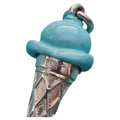 Tiffany & Co. Anhänger aus Sterlingsilber 925 mit blauem Emaille-Eiswaffelmotiv