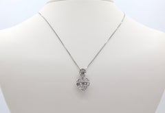 1.37 Carat Diamond Heart Pendant Baguette Tapered Round Diamonds 18K White Gold