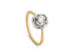 1.50ct Old European Cut Diamond Solitaire Ring 18K Yellow Gold and Platinum