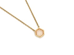 Collana con zaffiro rosa esagonale da 0,80 ct di provenienza etica, in oro giallo 18 carati