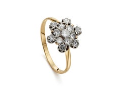 Edwardian 0.70ct Old Cut Diamond Cluster Ring in 18K Yellow & White Gold