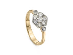 Art Deco 0.45ct Diamond Hexagonal Cluster Ring in 14K Yellow Gold & Platinum