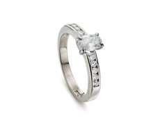 Modern 0.65ct Oval Diamond Engagement Ring in 18K White Gold