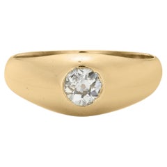 Victorian 0.75ct Old Mine-Cut Diamond Gypsy Ring in 18K Yellow Gold