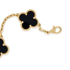 Vintage Van Cleef & Arpels Onyx Alhambra Bracelet in 18K Yellow Gold