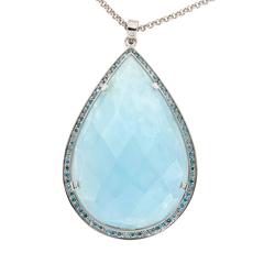 136.07 Carat Aquamarine Blue Diamond Gold Nzari Necklace