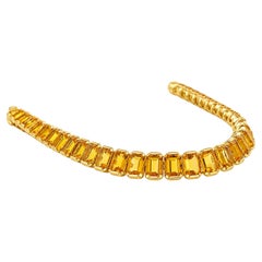 36 Ct Citrine Mens Tennis Bracelet 14K Gold Yellow Citrine Bracelet 7.5 Inch