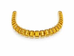 36 Ct Citrine Mens Tennis Bracelet 14K Gold Yellow Citrine Bracelet 7.5 Inch