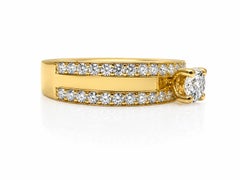 0.50 Ct Diamond Solitaire Band 18K Yellow Gold 0.50 Ct Diamond HI VS Accent Band