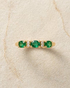 0.70 Ct Emerald Diamond Delicate Band 14K Gold HI VS Diamond Emerald Band