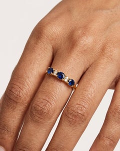 0.90 Ct Sapphire Diamond Delicate Band 14K Gold HI VS Diamond Sapphire Band