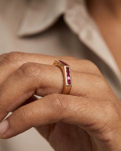 14K Yellow Gold Chevron Ruby Band Ring 0.50 Carat Natural Mozambique Ruby Band