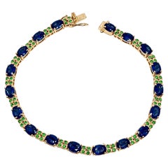 Pulsera tipo «tenis» de zafiro azul de 10,10 ct, en oro de 14K con zafiros