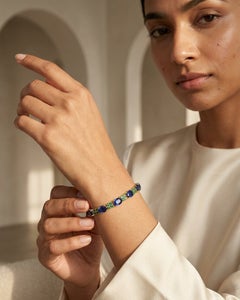 Pulsera tipo «tenis» de zafiro azul de 10,10 ct, en oro de 14K con zafiros