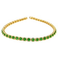 5.50 Ct Emerald Designer Tennis Bracelet 14K Gold Geometric Tennis Bracelet